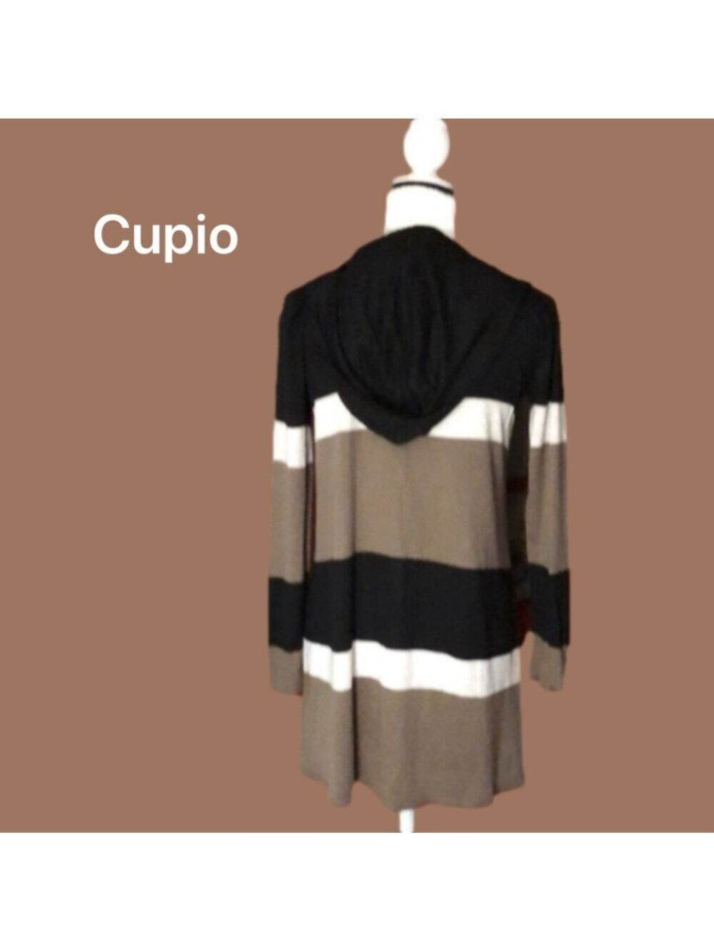 Black, Beige & Tan Cupio Hooded Cardigan NWTs (M) acrylic and cashmere blend. - Picture 9 of 9